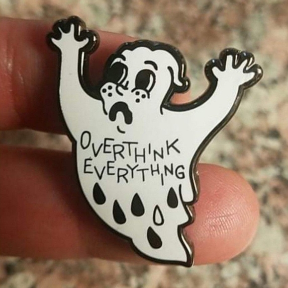 *2 for $13* Overthink Everything Ghost Hard Enamel Pin - Picture 1 of 3
